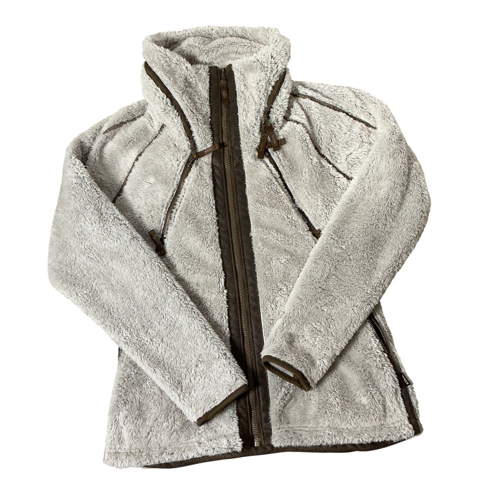 KUHL Flight Fleece Jacket Womens Small Gray Full Zip Hooded Soft Warm Outdoor